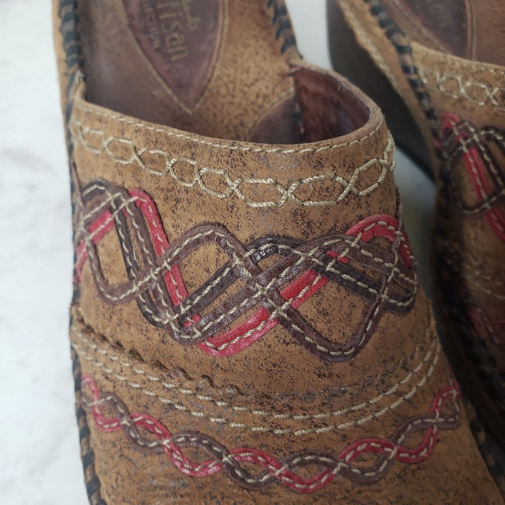 Clarks brown leather Artisan slip on mule clog loafers SZ 7.5 - Picture 4 of 8